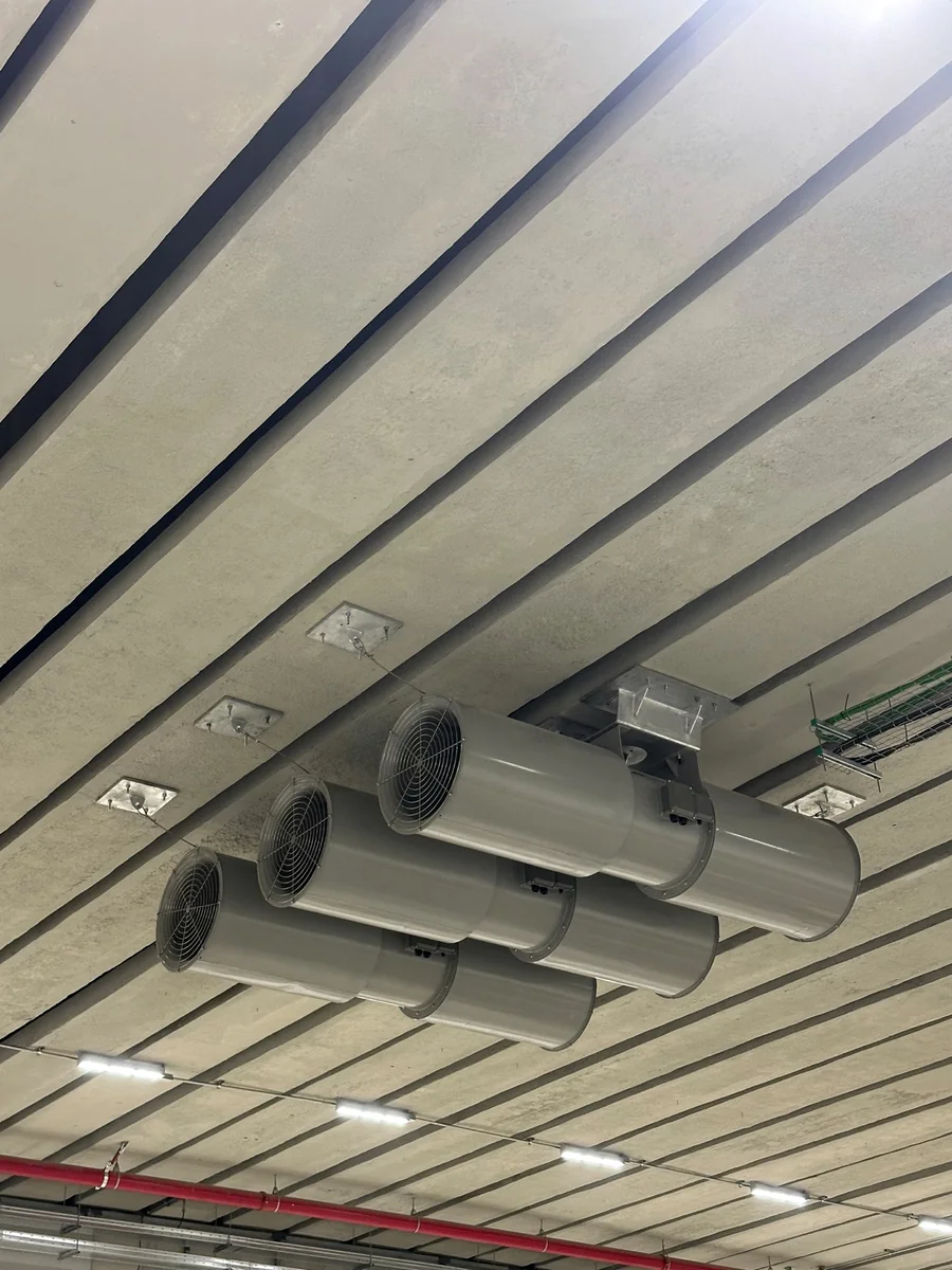Angled view of the installed ventilation system